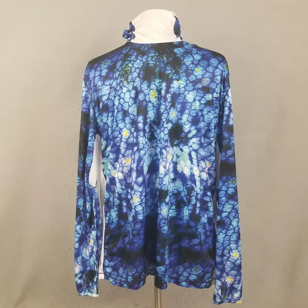 Reel Legends Shirt Mens XL Blue White Long Sleeve Fishing Gaiter REEL-TEC‎